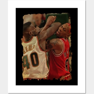 Shawn Kemp vs Dennis Rodman Vintage Posters and Art